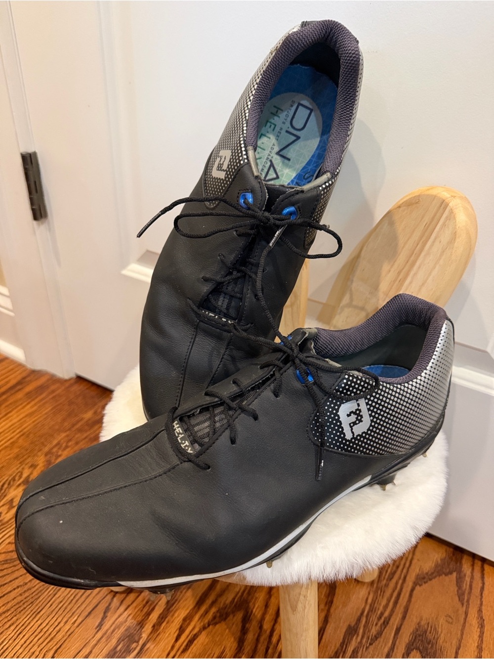 FootJoy Black Men's Athletic Golf Shoes with Blue Accents